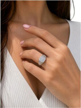 Unisex Moissanite Ring Size 10 1.73ct D Color Sterling Silver Pavé Statement Rin